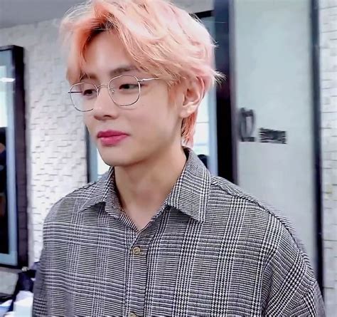 Taehyung With Peach Blonde Hair And Glasses Icon Taehyung Bts