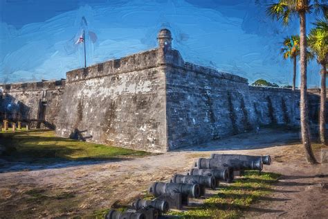 Castillo De San Marcos St Augustine Florida Painted Photograph By Rich