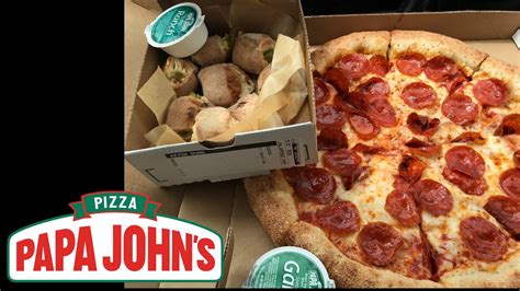 papa john s pizza epic stuffed crust pepperoni pizza and jalapeno popper rolls review youtube