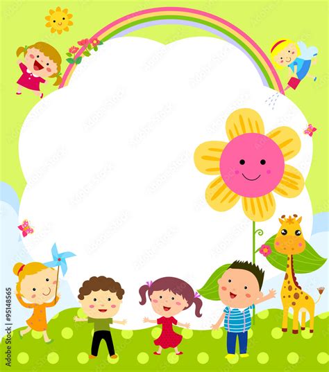 Cute Frame With Kids Stock Vector Adobe Stock