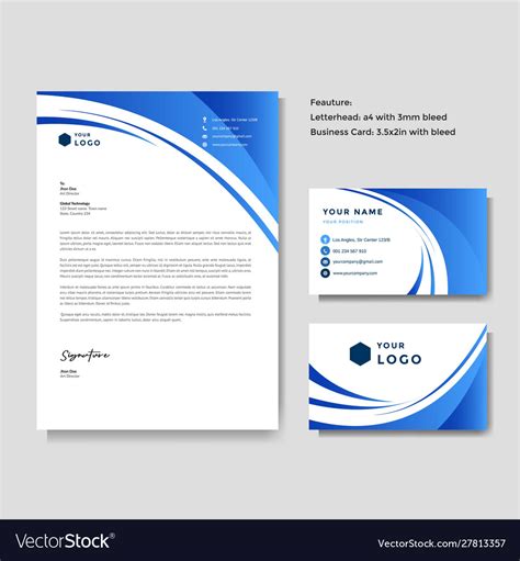 Professional Creative Letterhead And Business Vector Image
