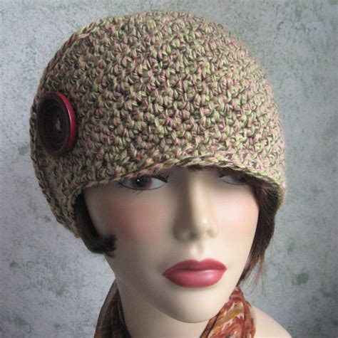 Side Wrap Womens Crochet Hat Pattern With Button Trim Instant Download