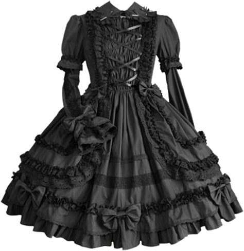 Partiss Damen Langarm Multi Layer Suesses Gotisches Lolita Kleid Xxl