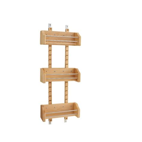 Rev A Shelf Adjustable 3 Shelf Cabinet Door Mount Wood Spice Rack