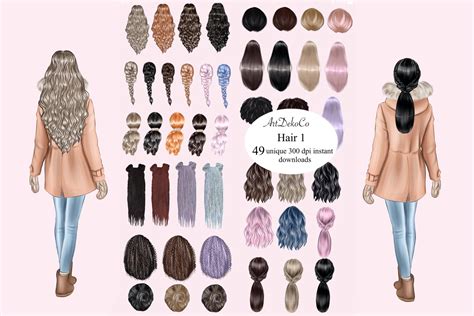 Hairstyle brown hair wig, attractive short hair clips to pull the free s, blonde wig transparent. Hair clip art DIGITAL DOWNLOAD Hair set ClipArt Custom ...