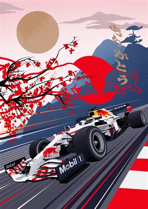 Impression Daffiche De Formule 1 F1 Red Bull Honda Livrée Japonaise En