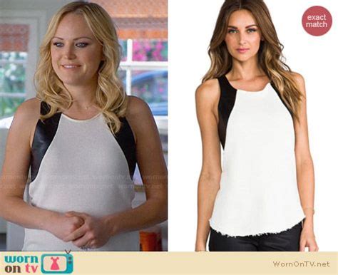 Wornontv Kates White Top With Black Leather Trim On Trophy Wife Malin Akerman Clothes And
