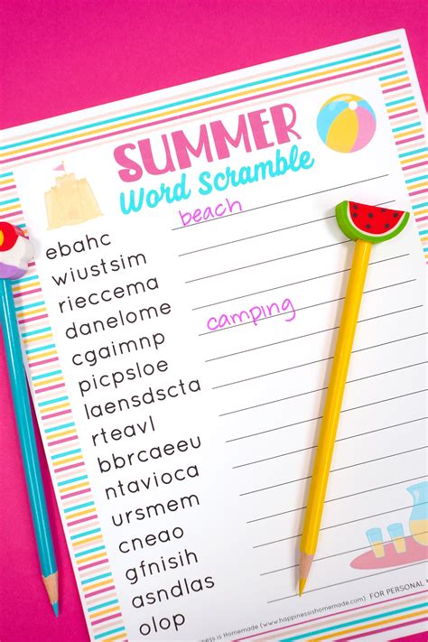 Summer Word Scramble Printable Printable Word Searches