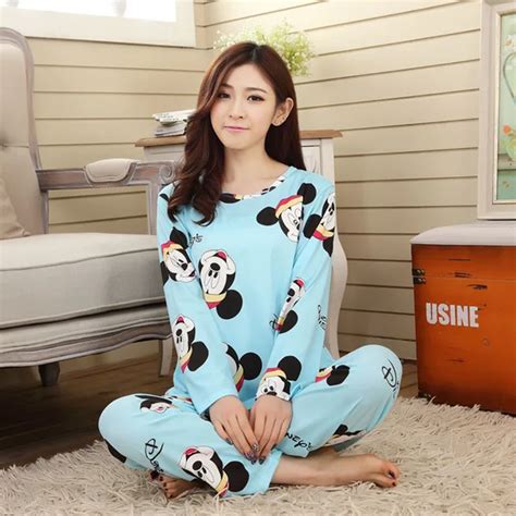 Sweet Cute Women Pajama Set Thin Cartoon Autumn Girlfriend T Indoor Cloth Home Suit Sleepwear