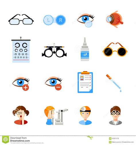 Ophthalmology Icons Set Stock Vector Illustration Of Left 62501376