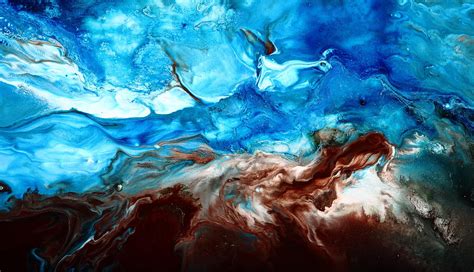 Contemporary Blue Abstract Art Fluid Painting Rapid By Kredart Painting