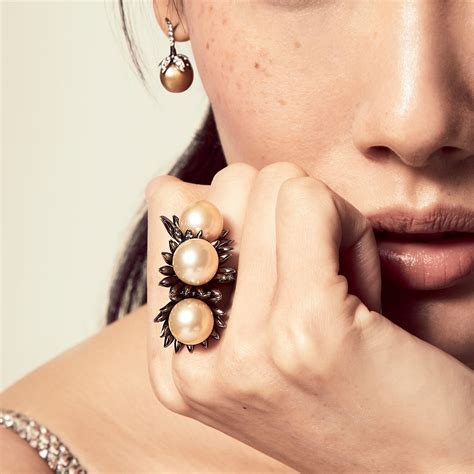 Ct White Gold South Sea Golden Pearls Ring Annoushka Uk