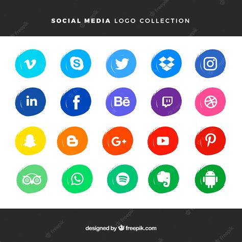 Free Vector Social Media Logos Collection In Watercolor Style