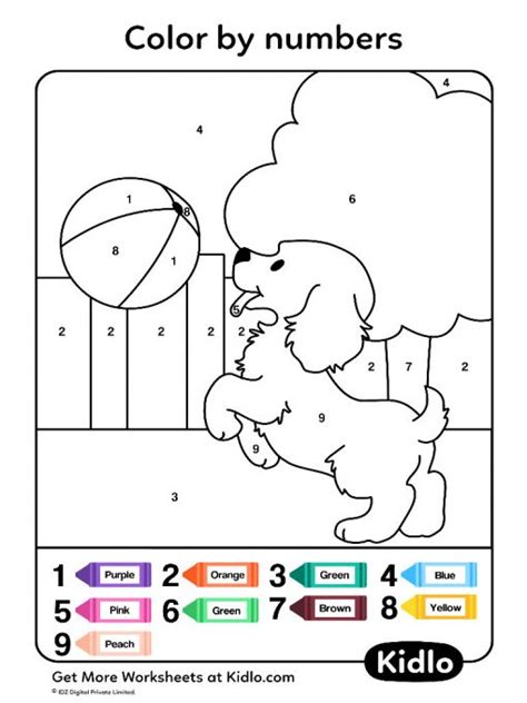 Color By Numbers Dogs Worksheet 20