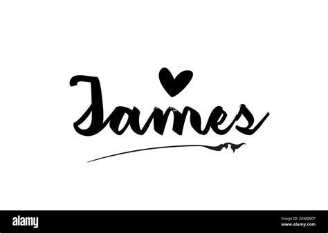 James Name Text Word With Love Heart Hand Written For Logo Typography
