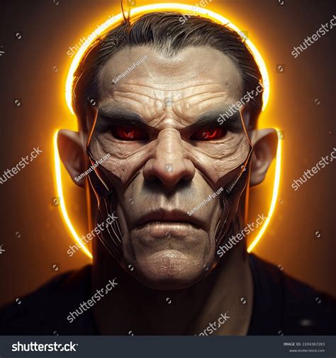 Evil Man Sinister Red Eyes Dark Stock Illustration 2204367283