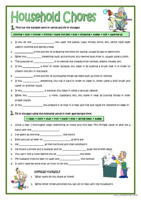 81 Household Chores English Esl Worksheets Pdf And Doc