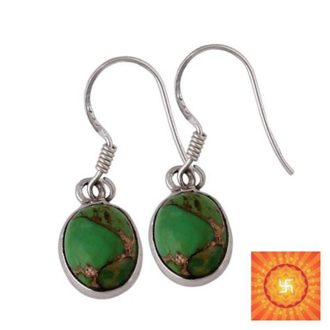 925 Sterling Silver Wonderful Natural Green Copper Turquoise Earring