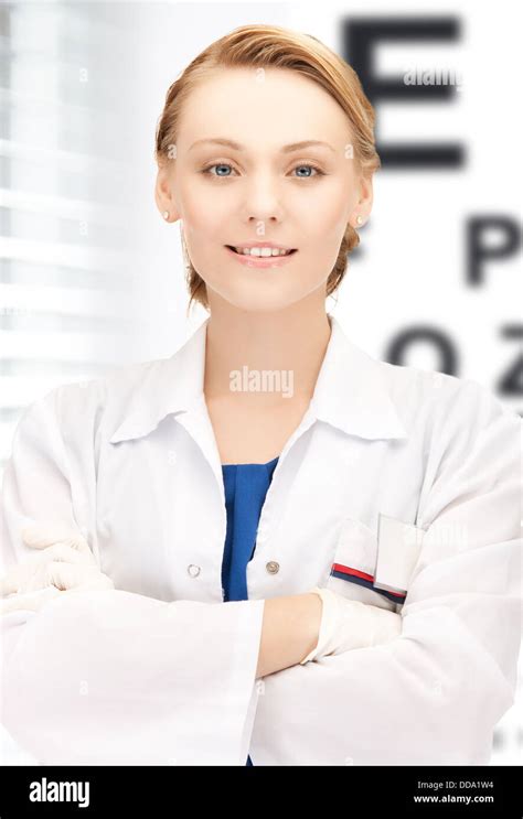Female Ophthalmologist With Eye Chart Stock Photo Alamy