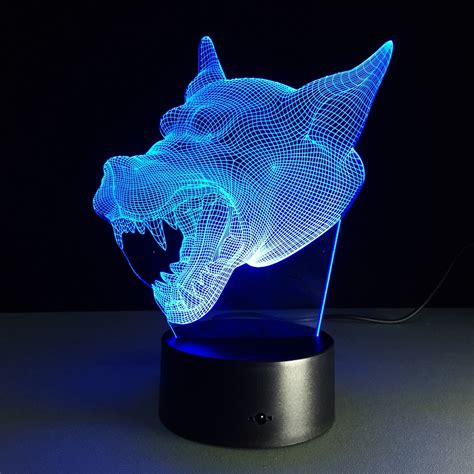 3d Lamp 7 Color Wolf Led Night Lamps For Kids Touch Led Usb Table