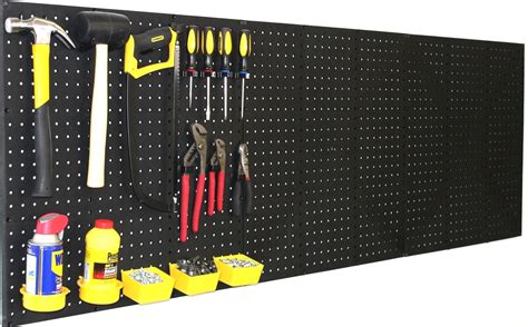 Wallpeg 3 Black Plastic Pegboard Panels 72” Wide Garage Tool