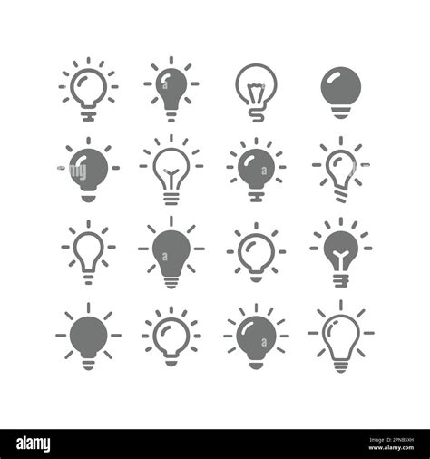 Lightbulb Black Vector Icon Set Simple Bright Light Bulb Idea Icons