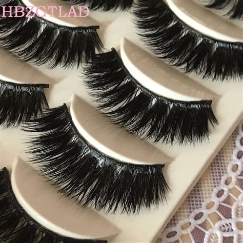 hbzgtlad 5 pairs sexy 100 mink hair natural thick handmade false fake eyelashe 3d beauty long