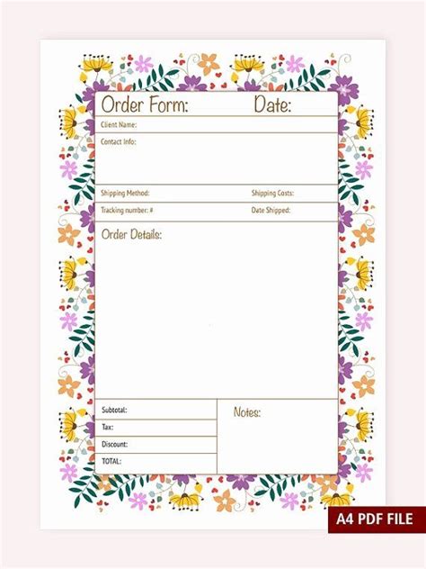 Printable Custom Craft Order Form Printable Forms Free Online