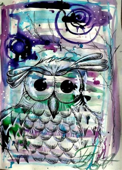 Colorful Owl Birds Painting Painting And Drawing 2d Media Abstract Owl