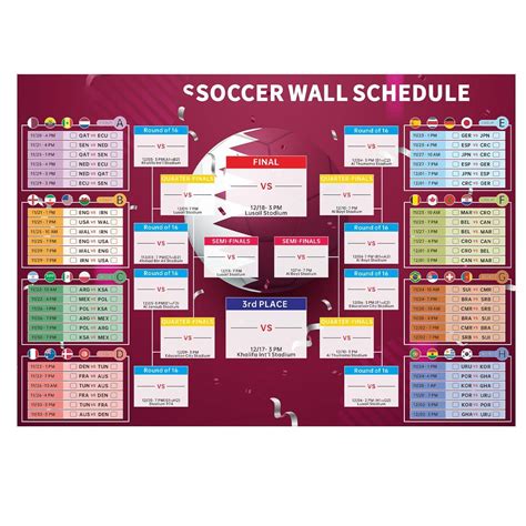 Buy World Soccer Game Wall Chart Scheduleworld Soccer Tournament Wall