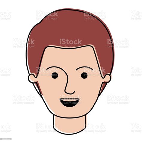 Male Face With Short Hair In Watercolor Silhouette Stock Illustration