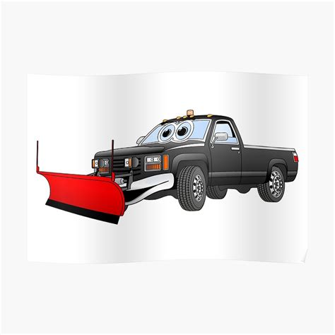 Black R Pick Up Truck Snow Plow Cartoon Poster By Graphxpro Redbubble