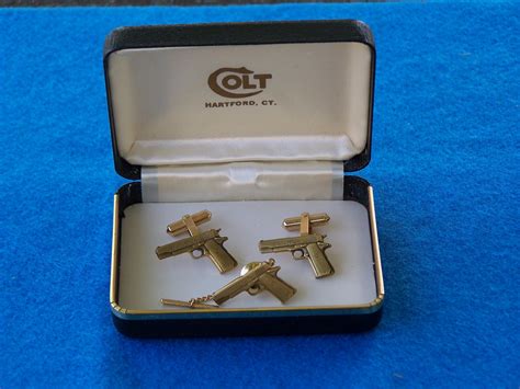 Colt Firearms Vintage Colt 45 Cuff Links And Tie Pin In Great Etsy