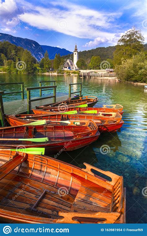 Idyllic Nature Scenery Wonderful Lake Bohinj In Slovenia Triglav