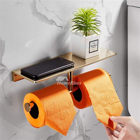 High End Double Gold Toilet Paper Holder Wall Mount Paper Towel Holder