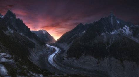 Nature Landscape Mountain Alps France Glaciers Sunrise Sky