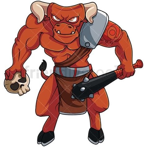 Fierce Minotaur Running Cartoon Vector Clipart Friendlystock