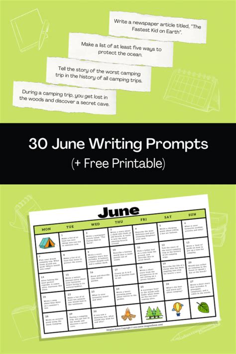 30 June Writing Prompts Free Calendar Printable Imagine Forest