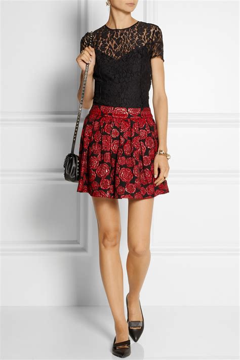 Lyst Alice Olivia Fizer Floral Jacquard Mini Skirt In Red