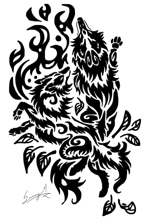 Fire And Autumn Wolves Tribal By Sunima On Deviantart