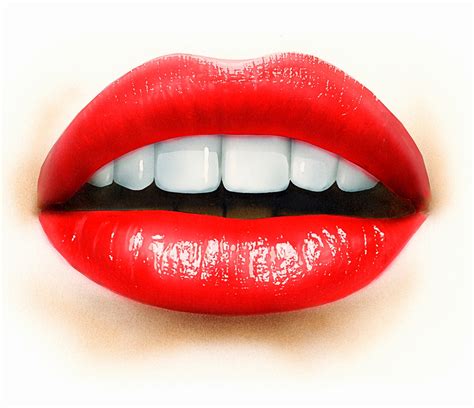 Close Up Of Mouth Teeth And Red Lips Stock Images