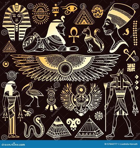 Satz Vektor Ägypten Symbole Vektor Abbildung Illustration von