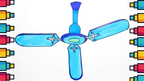 How To Draw Ceiling Fan Step By Step Youtube