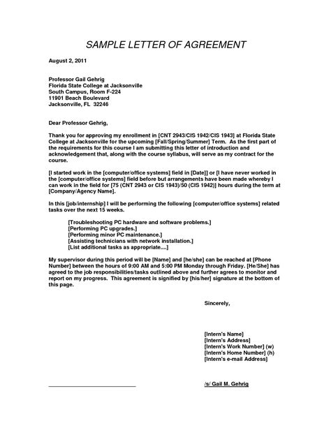 contract agreement letter examples  examples