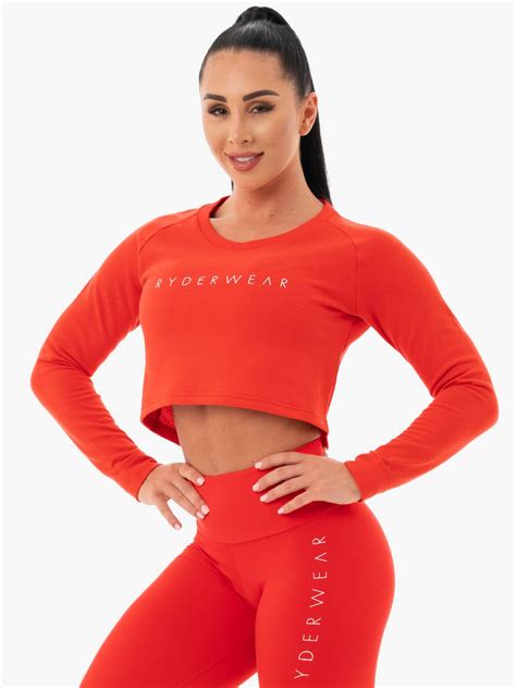 Staples Cropped Sweater Red Ryderwear