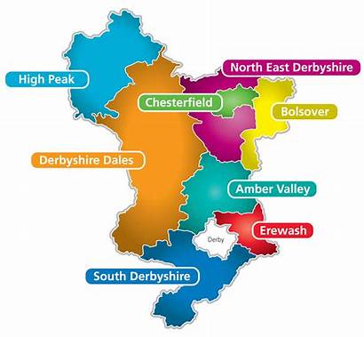 Derbyshire County Derby Map Areas Purpose Nottingham