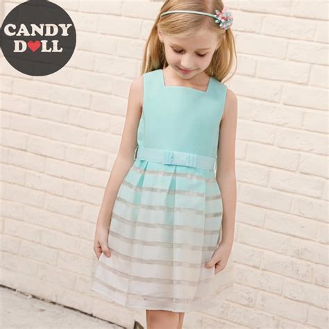 Candydoll 2018 Summer Girls Dress Blue Gradient Dresses Vest Princess