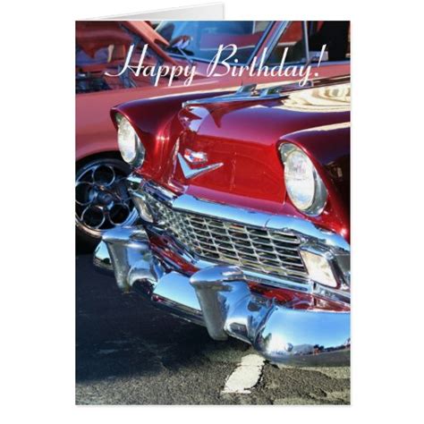 Happy Birthday Classic Red Car Greeting Card Zazzle