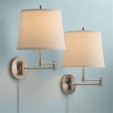 Oray Brushed Nickel Swing Arm Plug In Wall Lamps Set Of 2 1m557