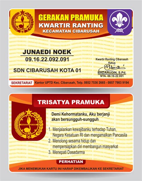 Contoh Desain Id Card Pramuka Cibarusah Contoh Desain Grafis Produk